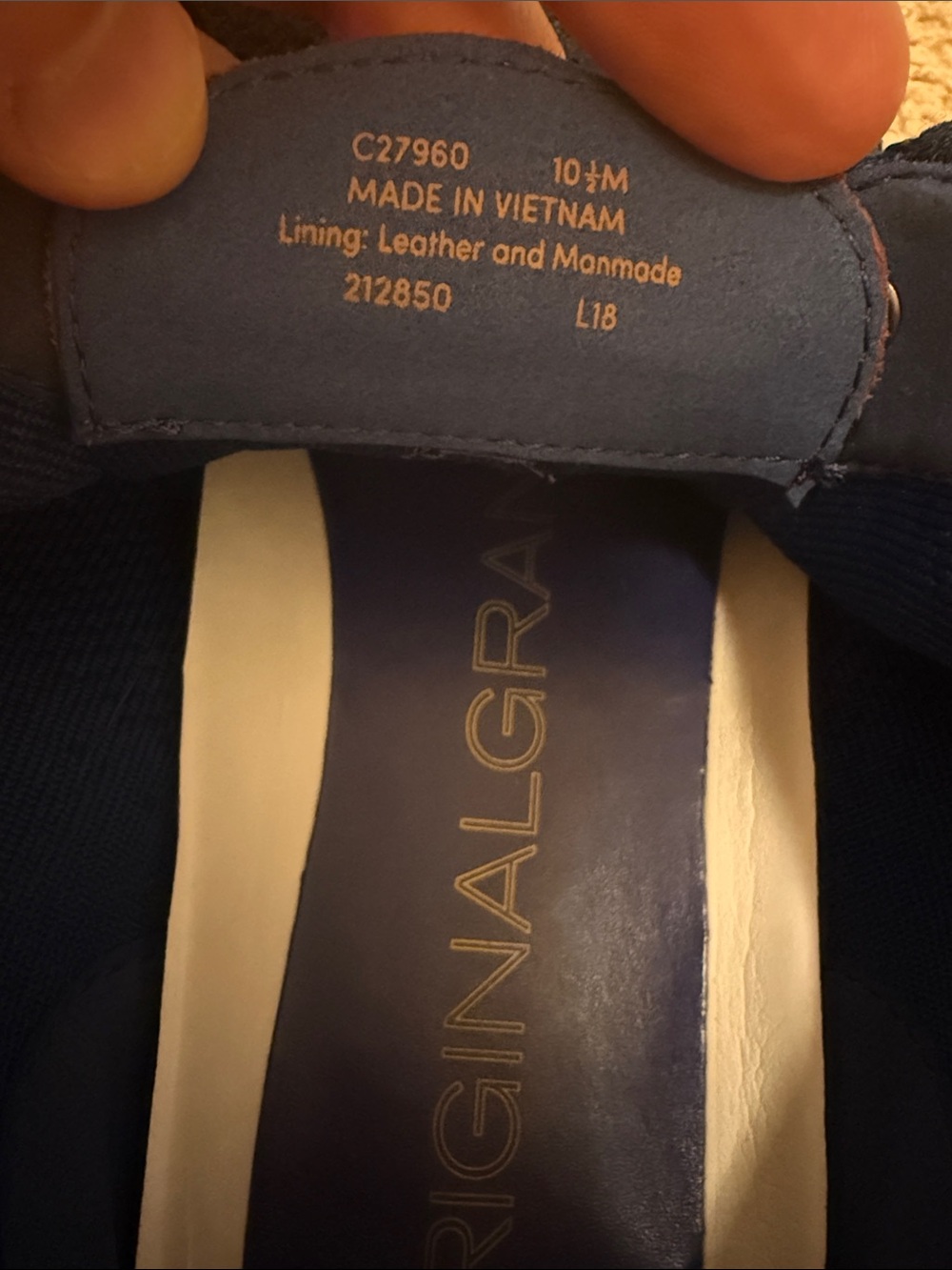 Cole Haan Navy Knit Lace-Up Sneakers with Brown Pull Tabs - Picture 5 of 5